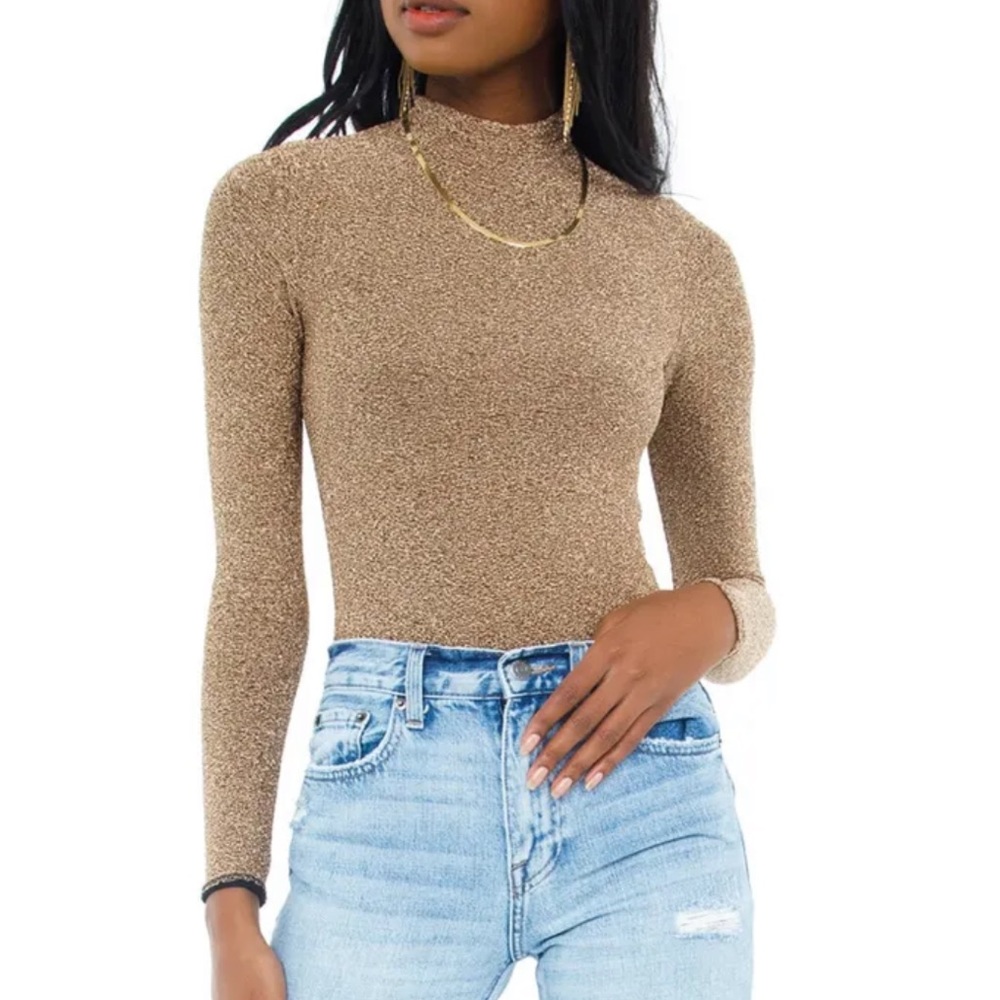 NWT Show me your MuMu party time bronze metallic bodysuit